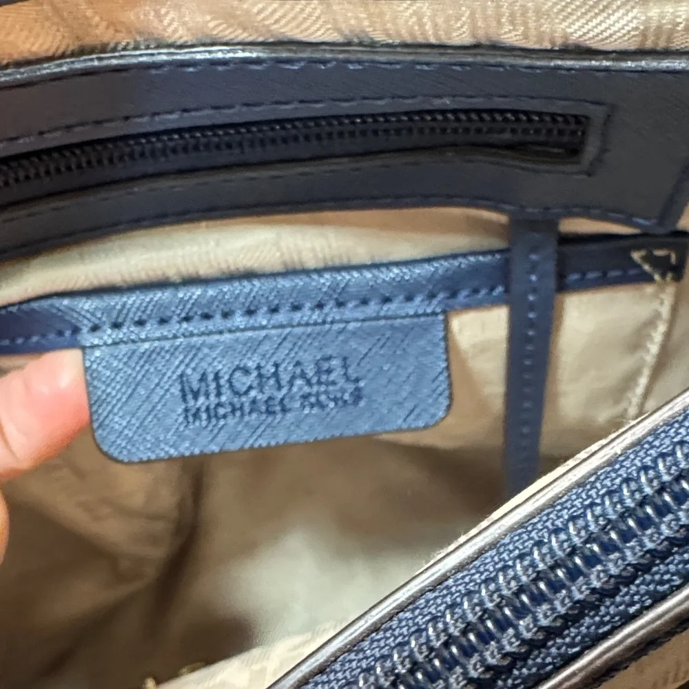 Michael Kors navy Blue Tote with Gold Accents